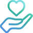 Hand holding a heart icon